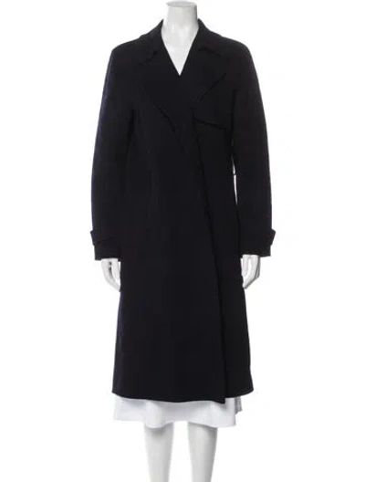 Pre-owned Theory Wool Trench Coat In Blue