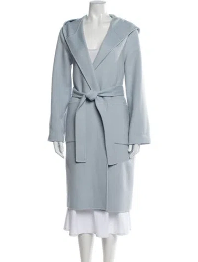 Pre-owned Theory Wool Trench Coat In Blue