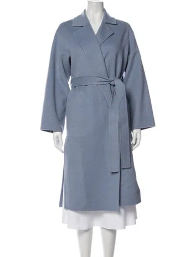 Pre-owned Theory Wool Trench Coat In Blue