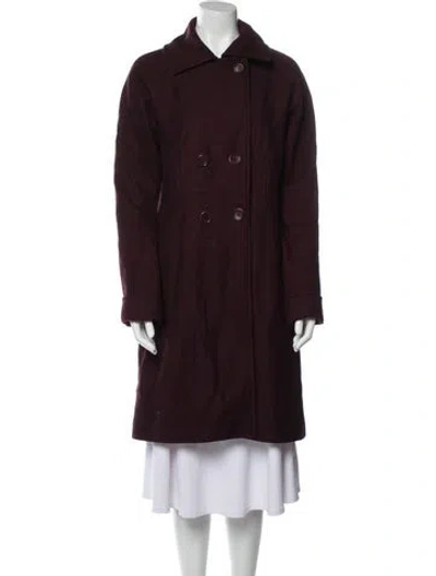 Pre-owned Theory Wool Trench Coat In Burgundy