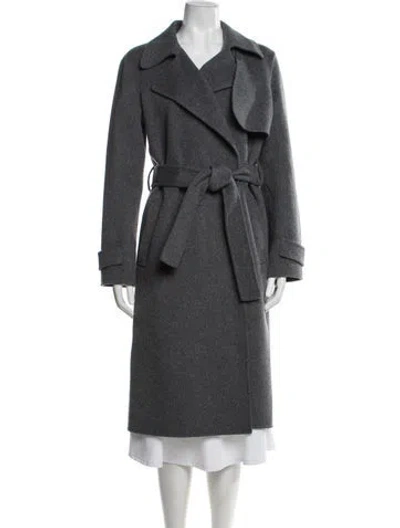 Pre-owned Theory Wool Trench Coat In Gray