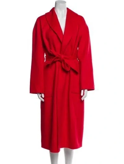 Pre-owned Theory Wool Trench Coat In Red