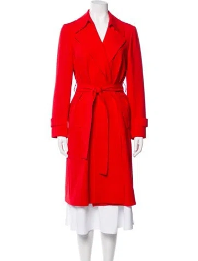 Pre-owned Theory Wool Trench Coat In Red