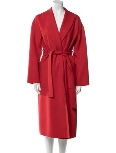 Pre-owned Theory Wool Trench Coat In Red