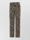 Theory Wool Trousers With Leopard Animal Print In Black