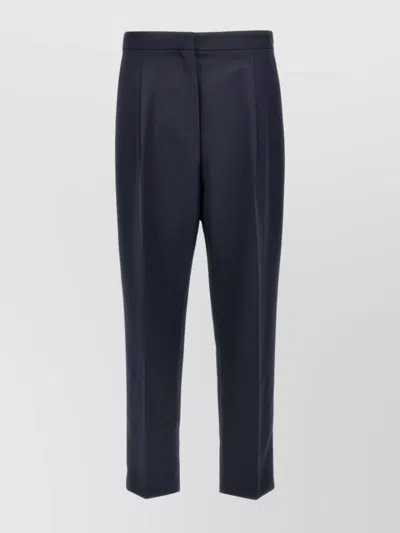 Theory Wool Trousers With Pleated Front And Back Pocket In Navy