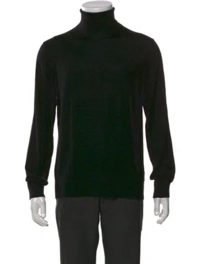 Pre-owned Theory Wool Turtleneck Pullover In Black