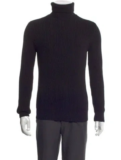Pre-owned Theory Wool Turtleneck Pullover In Blue