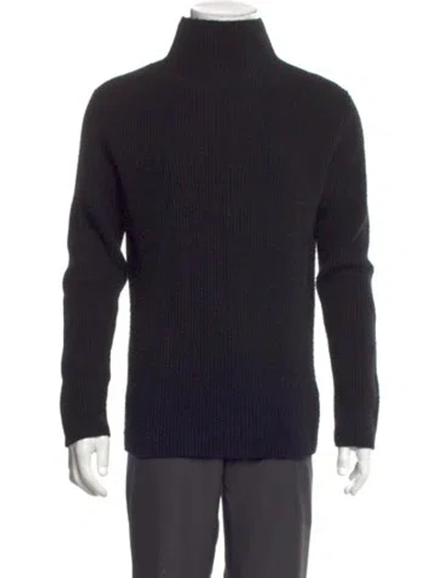 Pre-owned Theory Wool Turtleneck Pullover In Blue