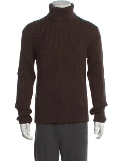 Pre-owned Theory Wool Turtleneck Pullover In Brown
