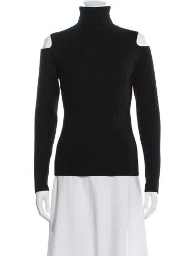 Pre-owned Theory Wool Turtleneck Sweater In Black