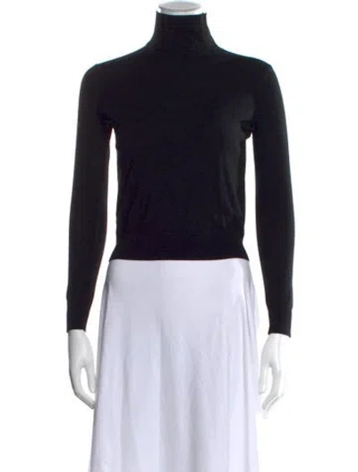 Pre-owned Theory Wool Turtleneck Sweater In Black
