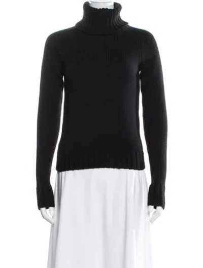 Pre-owned Theory Wool Turtleneck Sweater In Black