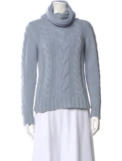 Pre-owned Theory Wool Turtleneck Sweater In Blue