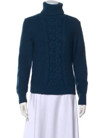 Pre-owned Theory Wool Turtleneck Sweater In Blue