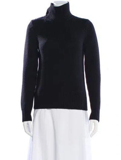 Pre-owned Theory Wool Turtleneck Sweater In Blue