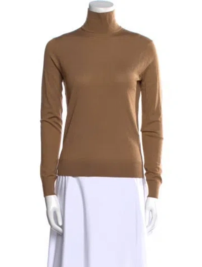 Pre-owned Theory Wool Turtleneck Sweater In Brown