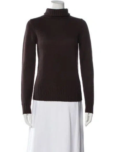 Pre-owned Theory Wool Turtleneck Sweater In Brown