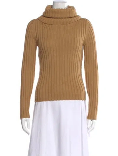 Pre-owned Theory Wool Turtleneck Sweater In Brown