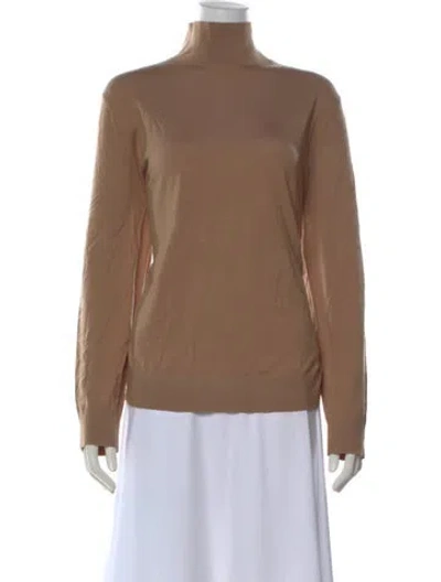 Pre-owned Theory Wool Turtleneck Sweater In Brown