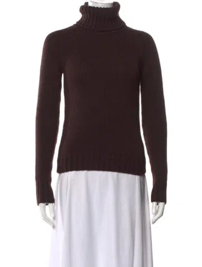 Pre-owned Theory Wool Turtleneck Sweater In Brown