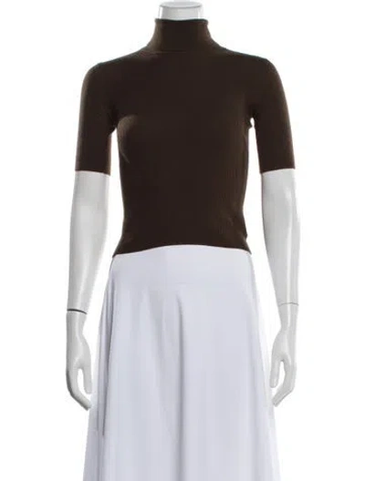 Pre-owned Theory Wool Turtleneck Sweater In Brown