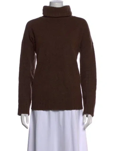 Pre-owned Theory Wool Turtleneck Sweater In Brown