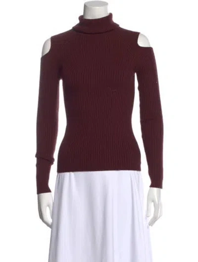 Pre-owned Theory Wool Turtleneck Sweater In Burgundy