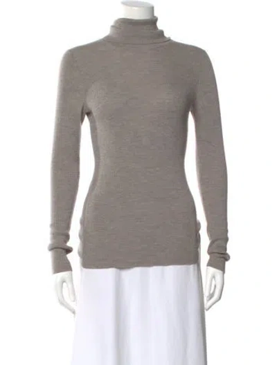 Pre-owned Theory Wool Turtleneck Sweater In Gray