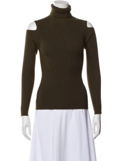 Pre-owned Theory Wool Turtleneck Sweater In Green