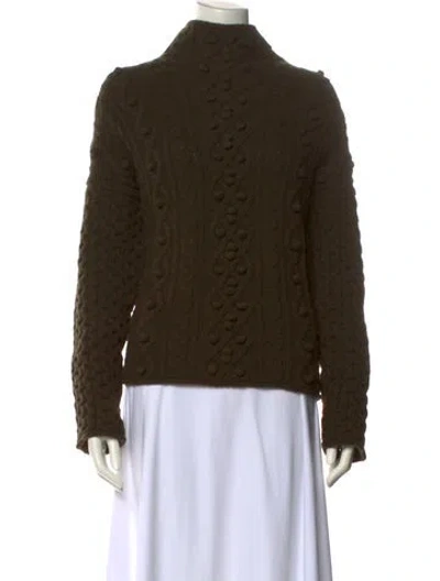 Pre-owned Theory Wool Turtleneck Sweater In Green