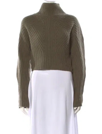 Pre-owned Theory Wool Turtleneck Sweater In Green