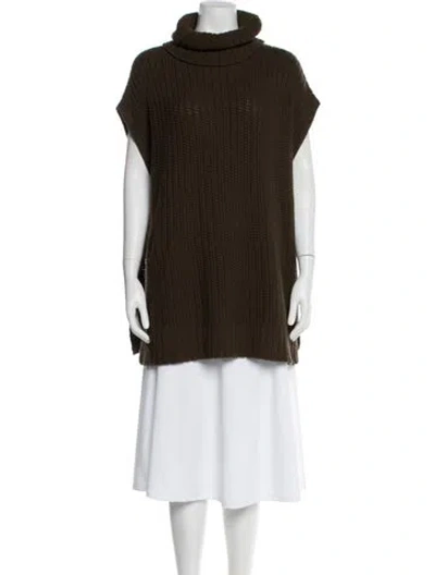 Pre-owned Theory Wool Turtleneck Sweater In Green