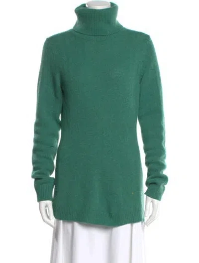 Pre-owned Theory Wool Turtleneck Sweater In Green