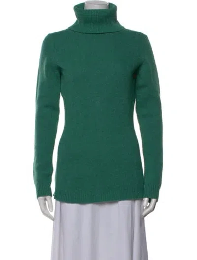 Pre-owned Theory Wool Turtleneck Sweater In Green