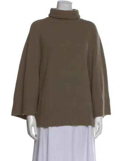 Pre-owned Theory Wool Turtleneck Sweater In Green