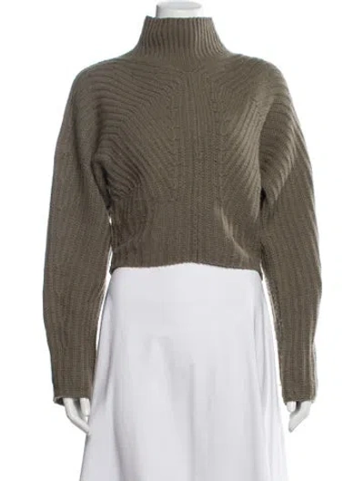 Pre-owned Theory Wool Turtleneck Sweater In Green