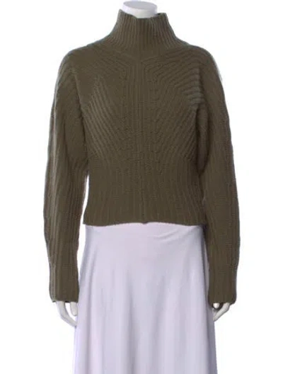 Pre-owned Theory Wool Turtleneck Sweater In Green
