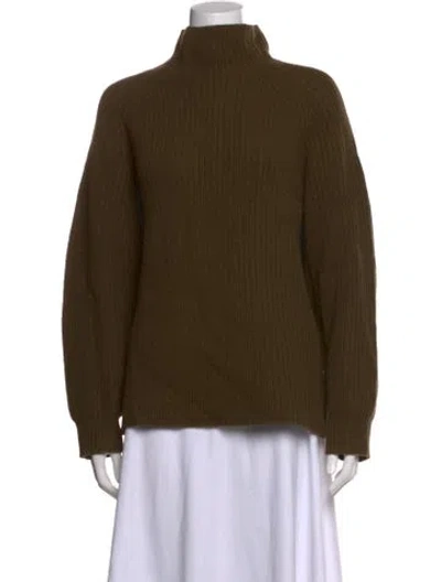 Pre-owned Theory Wool Turtleneck Sweater In Green