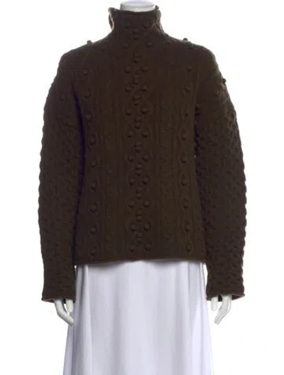 Pre-owned Theory Wool Turtleneck Sweater In Green