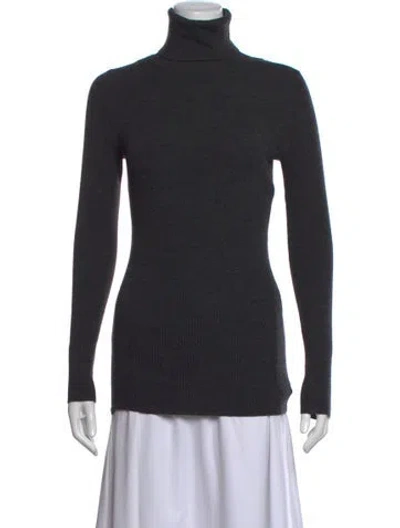 Pre-owned Theory Wool Turtleneck Sweater In Grey