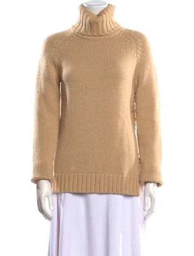 Pre-owned Theory Wool Turtleneck Sweater In Neutral