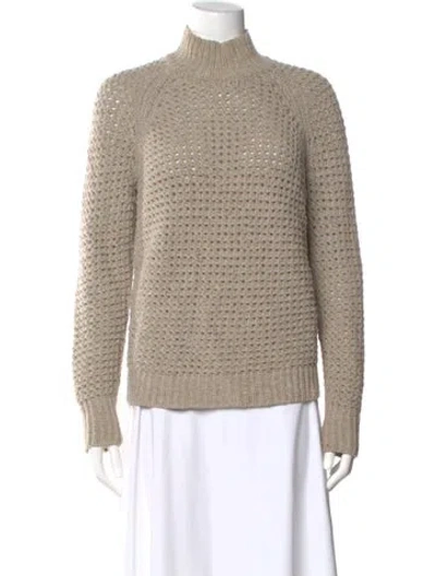 Pre-owned Theory Wool Turtleneck Sweater In Neutral