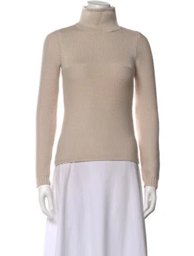 Pre-owned Theory Wool Turtleneck Sweater In Neutral