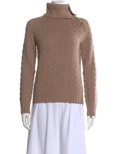 Pre-owned Theory Wool Turtleneck Sweater In Neutral