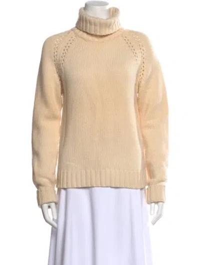 Pre-owned Theory Wool Turtleneck Sweater In Neutral