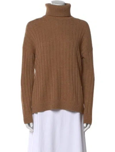 Pre-owned Theory Wool Turtleneck Sweater In Neutral