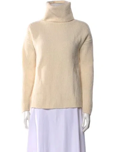 Pre-owned Theory Wool Turtleneck Sweater In Neutral