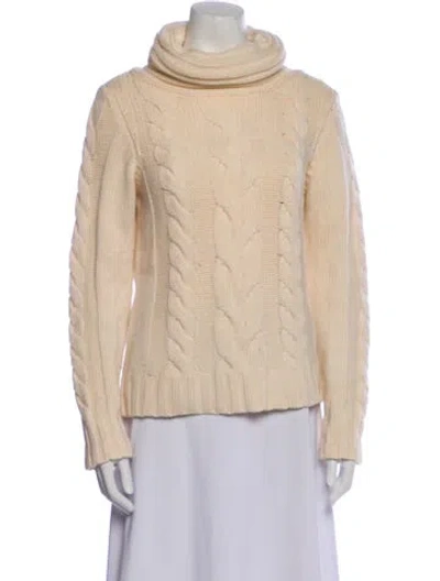Pre-owned Theory Wool Turtleneck Sweater In Neutral