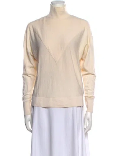 Pre-owned Theory Wool Turtleneck Sweater In Neutral